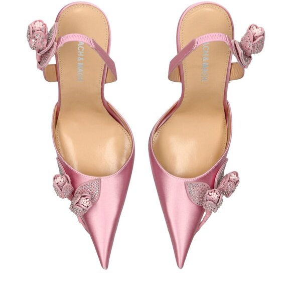 NIB MACH & MACH 110mm Wonder Tulip satin slingback pumps - Picture 6 of 6